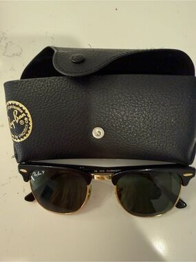 Ray-Ban Clubmaster Sunglasses in Black and Gold with Case